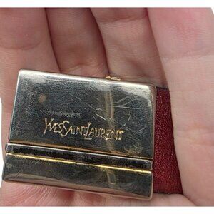 Yves Saint Laurent Red Leather Belt Gold Buckle 32/80 Vintage